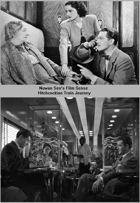 TOP: Dame May Whitty, Margaret Lockwood & Michael Redgrave in the 1938 noir classic. BELOW: Farley Granger & Robert Walker in the 1951 Highsmith adaptation.